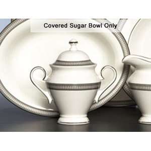 Waterford Carina Platinum Covered Sugar Bowl, White with Platinu 