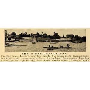 1906 Ad Minnicoganashene Summer Resort Canada Fishing   Original Print 