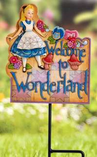 JIM SHORE Welcome to Wonderland ALICE GARDEN PLAQUE NIB  