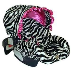  Infant Car Seat Cover Zoe Zebra with Ruffle Canopy 