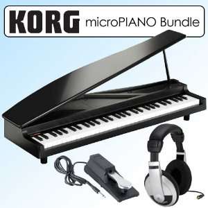  Korg Micropiano Digital Piano Black Bundle with Pedal 