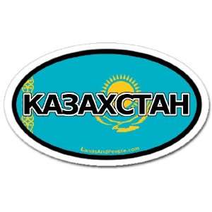  Kazakhstan in Russian and Kazakh Flag Car Bumper Sticker 