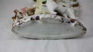 Antique German Porcelain Girl & Wolfhound Spill Vase  