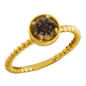    0.46 Ct Round Brown Smoky Quartz 14k Yellow Gold Ring Jewelry