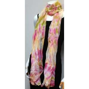  Long Full Size Scarf Hand Dyed Tie and Dye, Cool Summer 