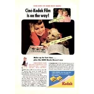  1945 Camera Ad Cine Kodak Film for Movie Makers Original 