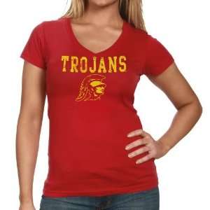    USC Trojans Ladies Cardinal Quake T shirt
