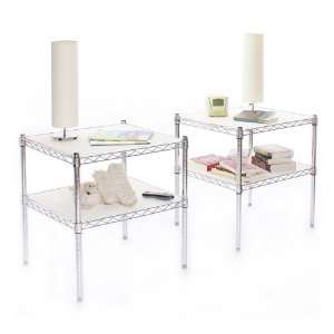  Pair of Contemporary Nightstands with White Shelf Liners 