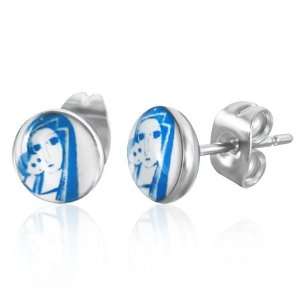  Mission 7mm Stainless Steel Portray Christian Nun Stud 