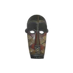  NOVICA Gabonese African wood mask, Happiness