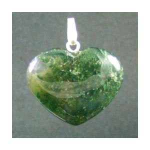  Healing Moss Agate Heart Pendants