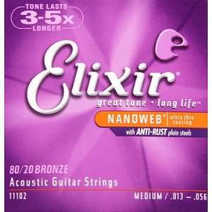  Elixir Strings Nanoweb 80/20 Bronze Acoustic Strings (.013 