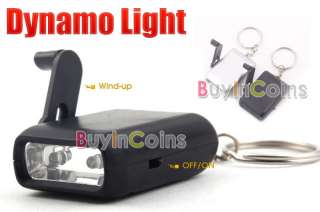 Mini Dynamo Wind up KeyChain 2 LED Torch Flashlight  