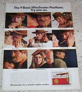 1974 FARRAH FAWCETT Winchester cigars Cowboy PRINT AD  