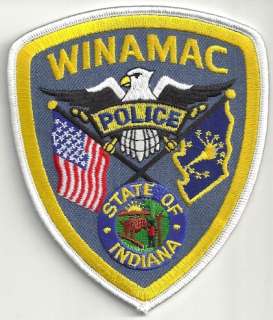 This is a patch from the Winamac Police, Indiana. Size 4x4.7 inch 