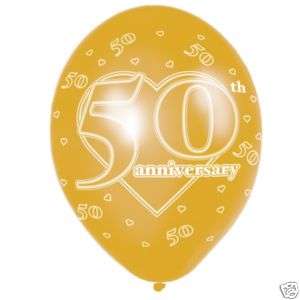 12 x GOLDEN WEDDING Helium BALLOONS 50th Anniversary  