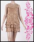 Pamela Brown Collection Dress Sz S Romantic Tiered w/ Lace Trim ~ Semi 