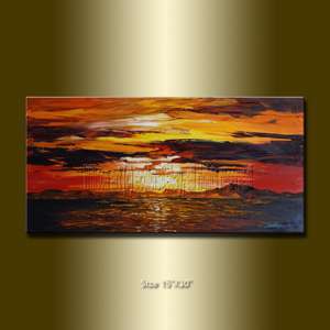 WILLSON ORIGINAL ABSTRACT SEASCAPE OIL PAINTING Texture Palette Knife 