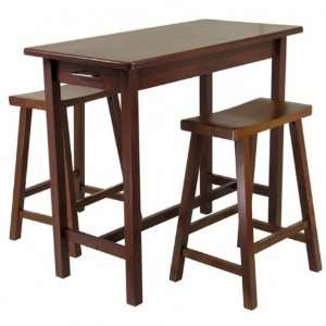 3Pc Kitchen Island Set; Table With 2 Drawers And Saddle Stools; 2 Ctns 