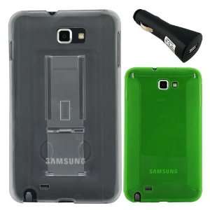  Premium Skque Clear Hard Case with Stand + Green TPU Gel 