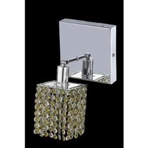 Mini 1 Light Square Wall Sconce in Chrome with Square Canopy Crystal 