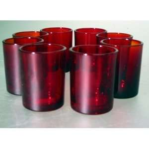  SET OF 8 RED GLASS VOTIVE HOLDERS /CUPS
