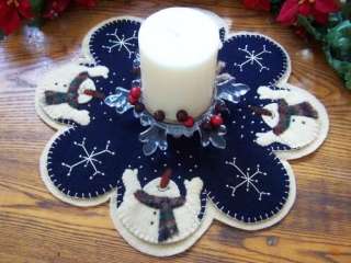 Let It Snow Wool Penny Rug Candle Mat *PATTERN*  