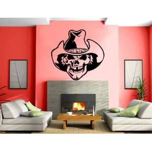  Skull in Cowboy Hat Cool and Scary Decor Wall Mural Vinyl 