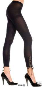 One size BLACK opaque leggings wih lace up sides  
