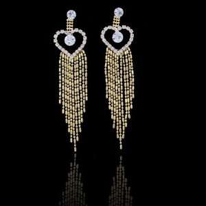  Gold Rhinestone Tassel Earrings Beauty