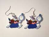 White Rabbit earrings disney,Alice in wonderland,clock  