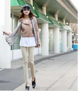   Womens Slim Faux Leather Korean Fashion Jacket Coat XS S C 6549  