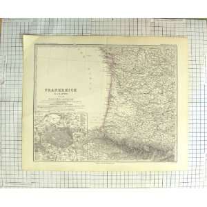 ANTIQUE MAP 1879 FRANKREICH FRANCE PARIS PLAN PYRENEES  