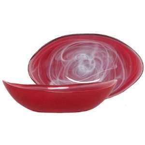  Colorful Art Glass Scarlet Red Small Boat Bowl 9 1/2x6x2 