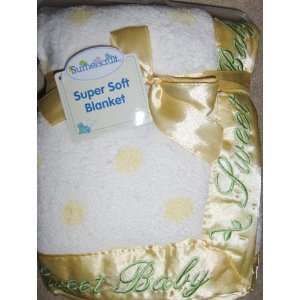 Sumersault Super Soft Sweet Baby Baby Blanket White w/Yellow Dots 