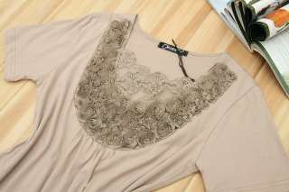 wholesale Korea Fashion Lace & Flower Embellished Dress Khaki