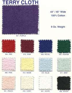 WHOLESALE Terry Cloth 100% Cotton Fashion & Sports Fabric 44wide 30 