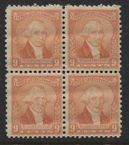 Scotts #714 9c WASHINGTON Stamp Block of 4, NH,OG,  