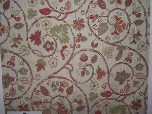 Duralee, Brocade Floral, Color Rosehips, Fabric Remnant  
