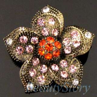   SHIPPING antiqued rhinestone crystal flower brooch pin wedding  