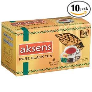 Aksens Pure Black Tea, 25 Count Teabags, 1.7 Ounce Boxes (Pack of 10 