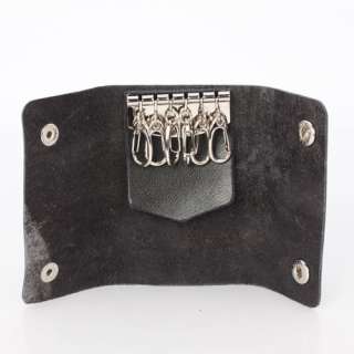 high quality PU Leather Key Holder case chains keychains Bag Black 