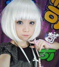 New Short Straight White Cosplay Party Wig Bob Hair  