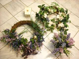 floral wreaths and 2 ceramic pots artificial bouquet  