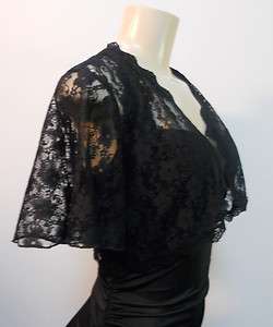 Black Lace Bolero Jacket With Short Bell Sleeves  