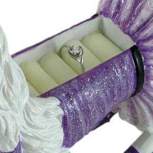   Figurine Ring Holder Organizer Purple Dress Whimsical Pet Puppy  