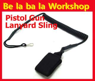 Tactical Pistol Gun Elastic Velcro Spring Lanyard Sling  
