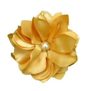    NEW Beautiful Golden Satin Bridal Wedding Hair Clip/brooch Beauty