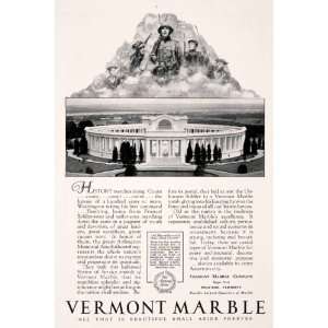 1929 Ad Vermont Marble Construction WWI Soldiers Arlington 