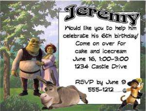 Personalized Shrek birthday invitation  